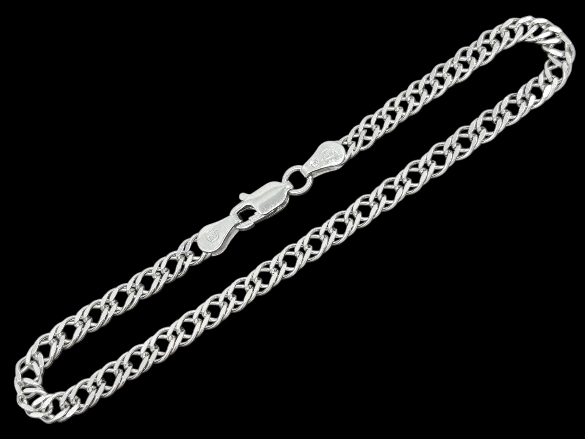 Stříbrný náramek dvojí pancer 18 cm, 3,8 mm (Ag 925/1000, 3,40g)