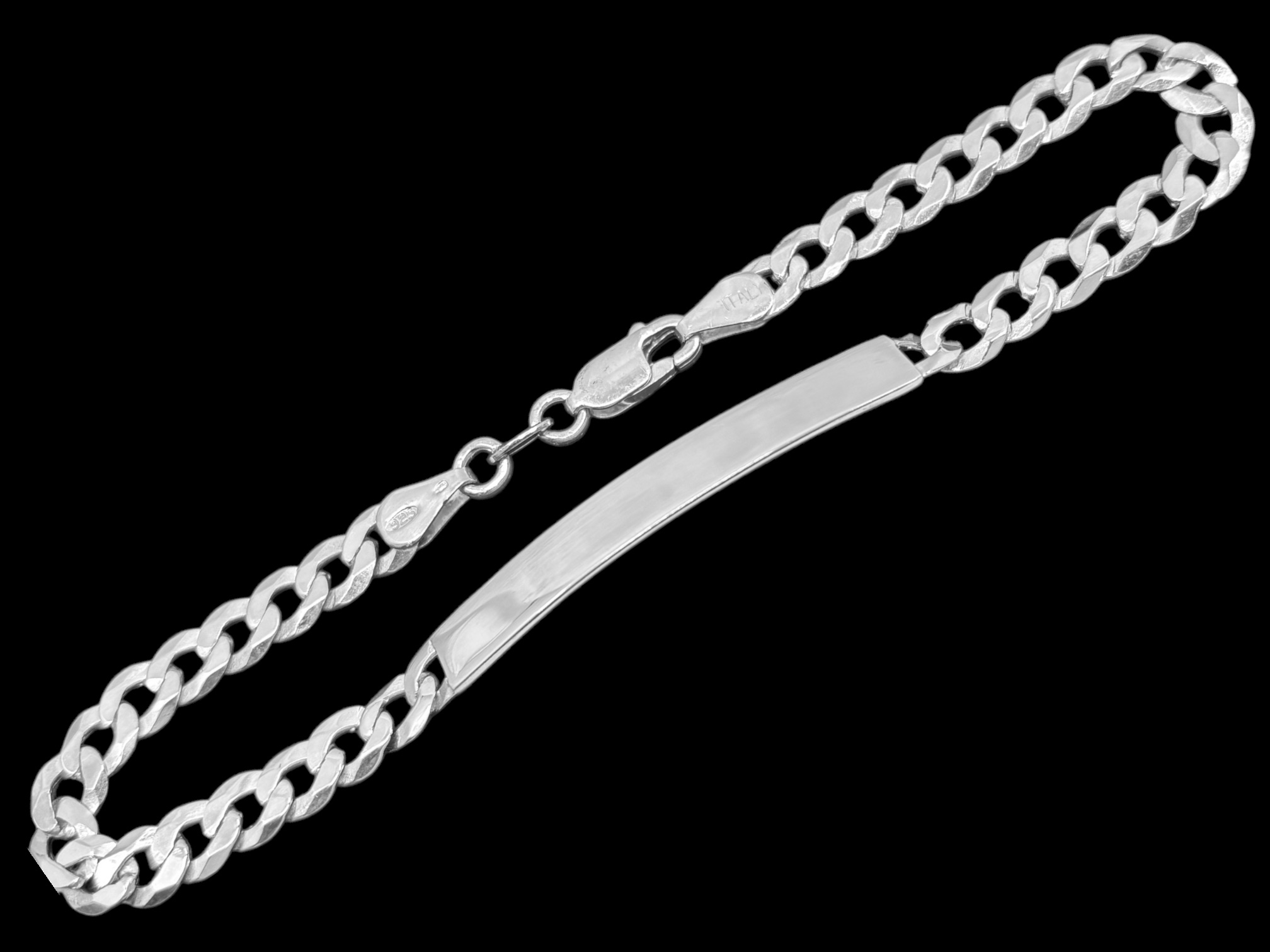 Stříbrný náramek Pancer s destičkou 21,5 cm, 5,5 mm (Ag 925/1000, 7,50g)