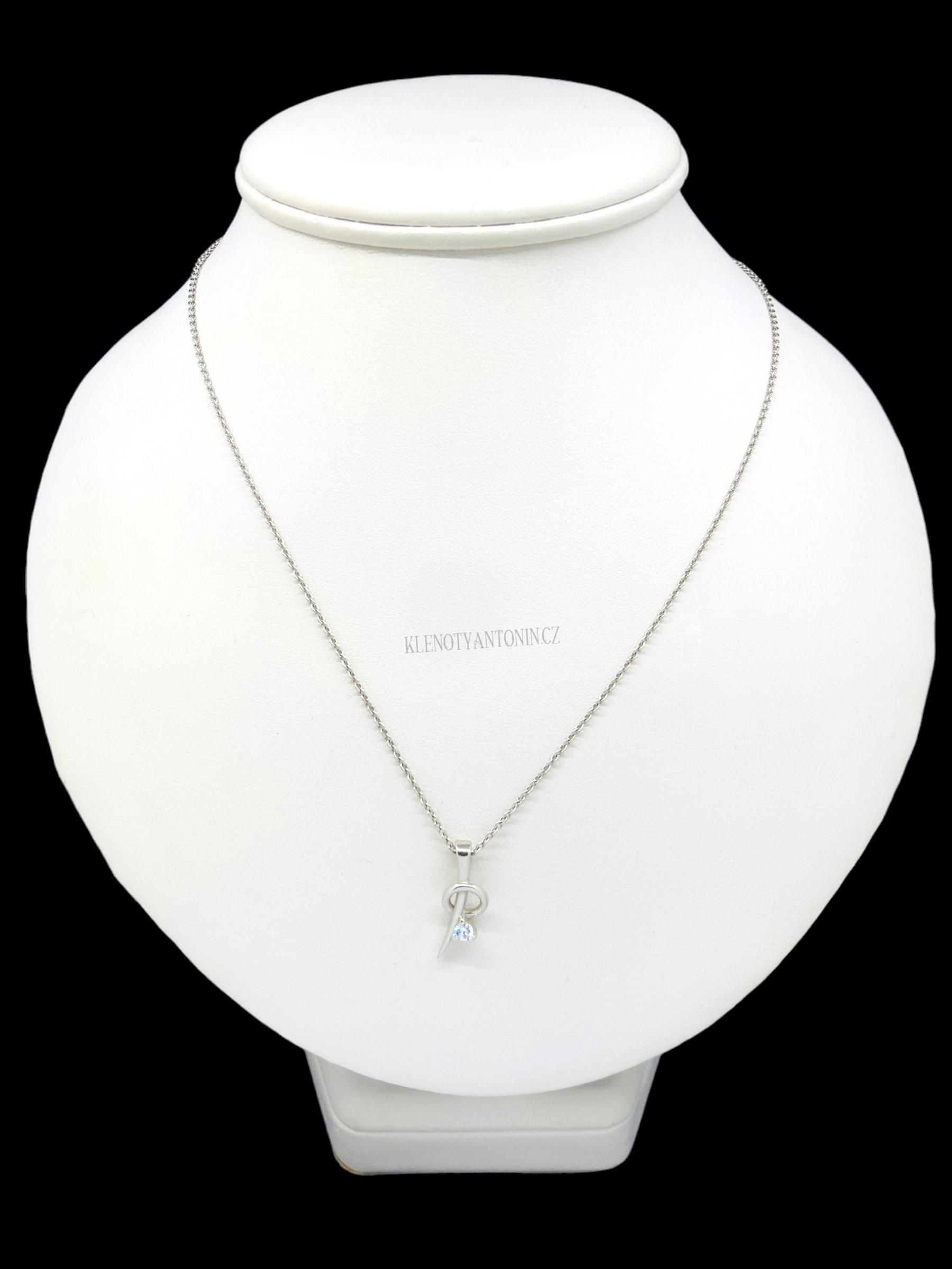 Přívěsek z bílého zlata se zirkonem 160796 (Au 585/1000, 1,60g)