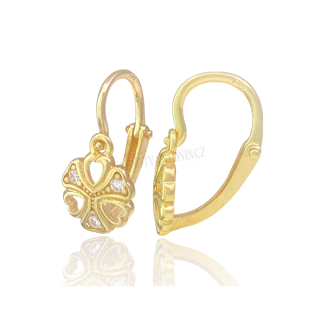 Zlaté dětské náušnice se zirkony (585/1000, 1,30g)