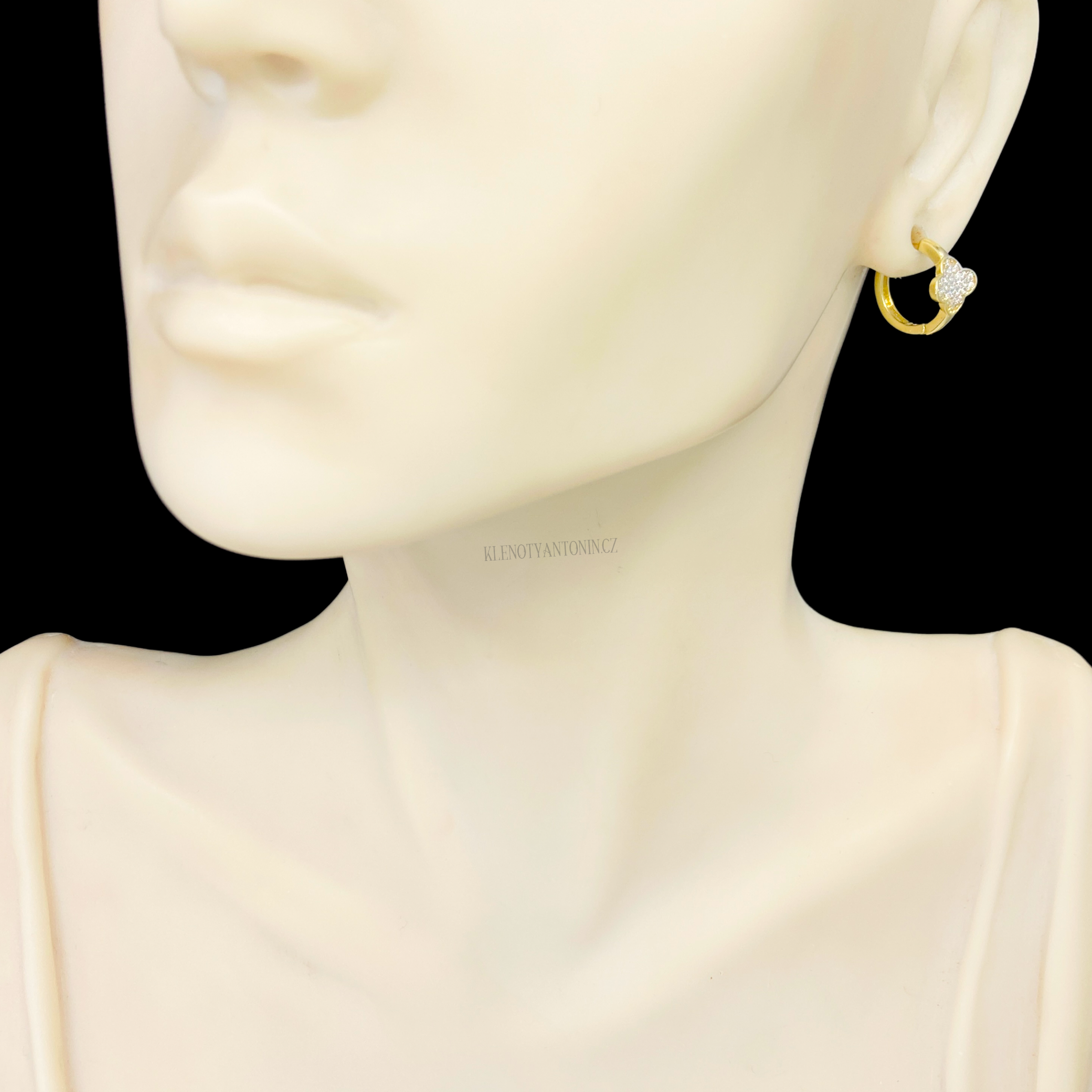 Zlaté náušnice kruhy, kytičky Ø12 mm, 192847 (Au 585/1000, 1,43g)