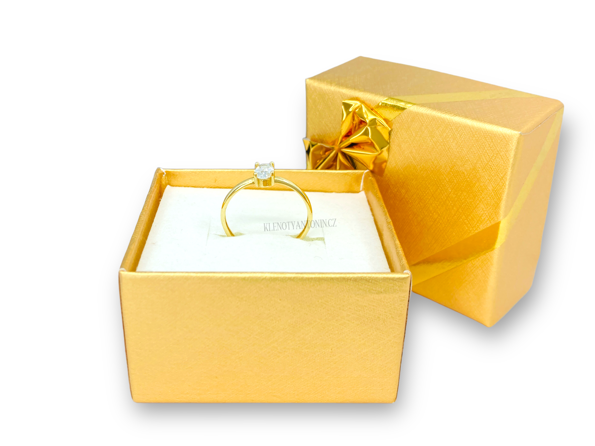 Prsten ze žlutého zlata se zirkonem vel. 55 (Au 585/1000, 1,05g)