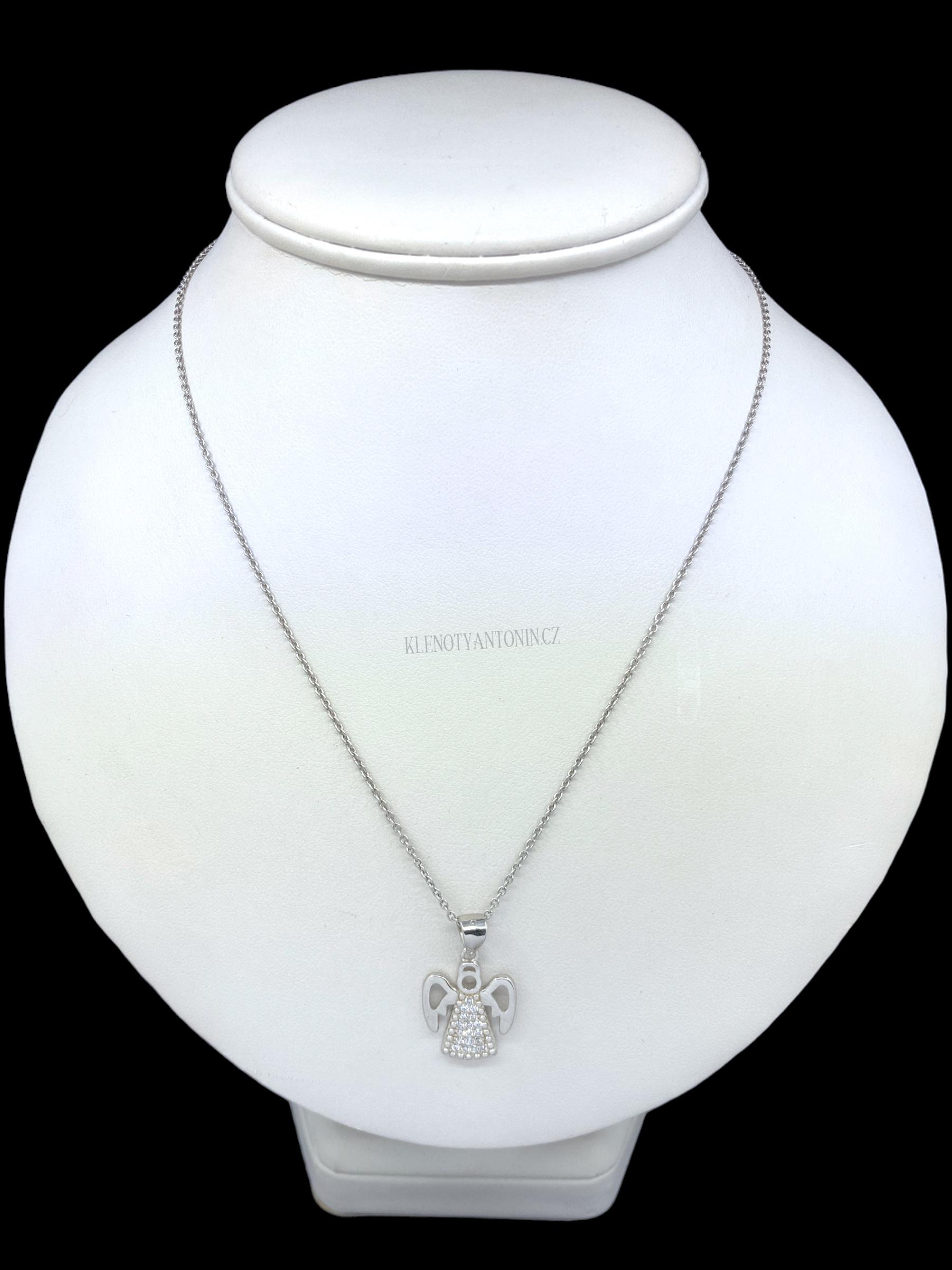 Stříbrný přívěsek Anděl se zirkony 273616 (Ag 925/1000)