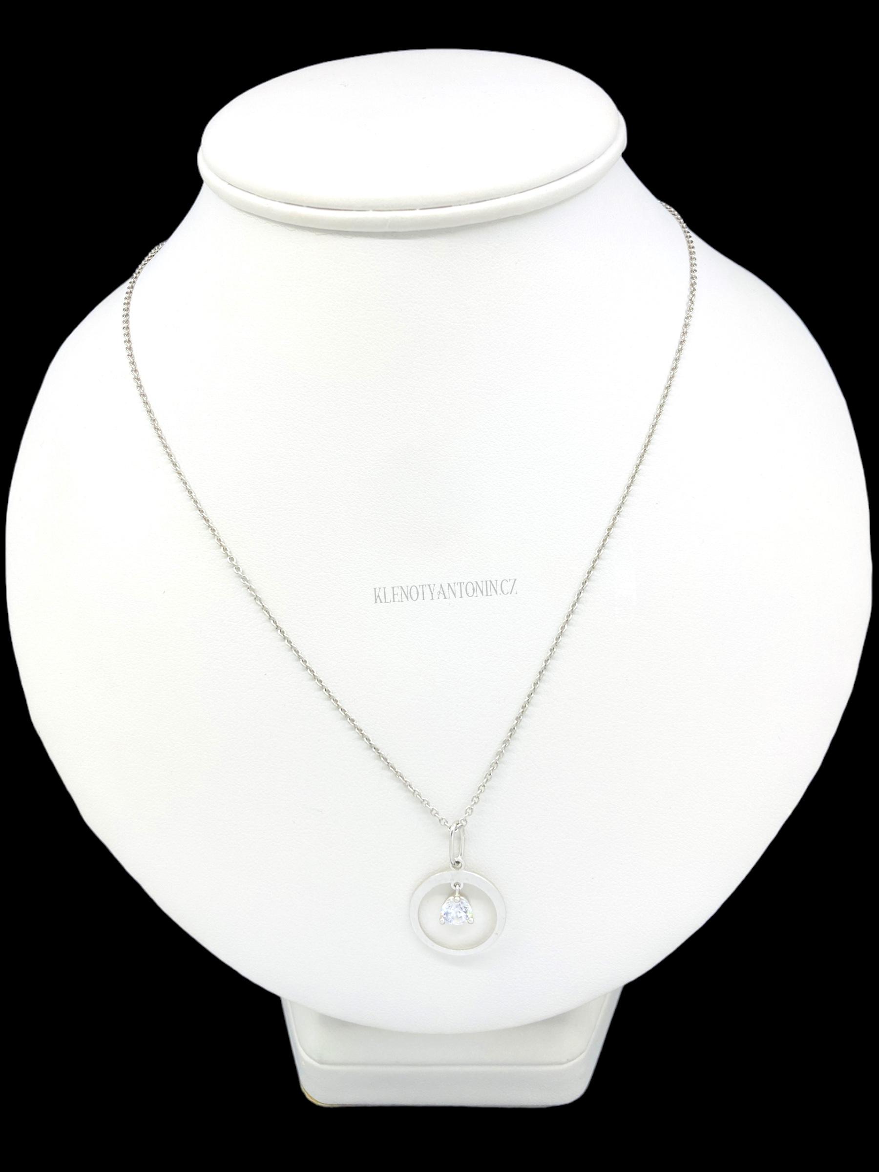 Přívěsek z bílého zlata kruh se zirkonem (Au 585/1000, 1,16g)