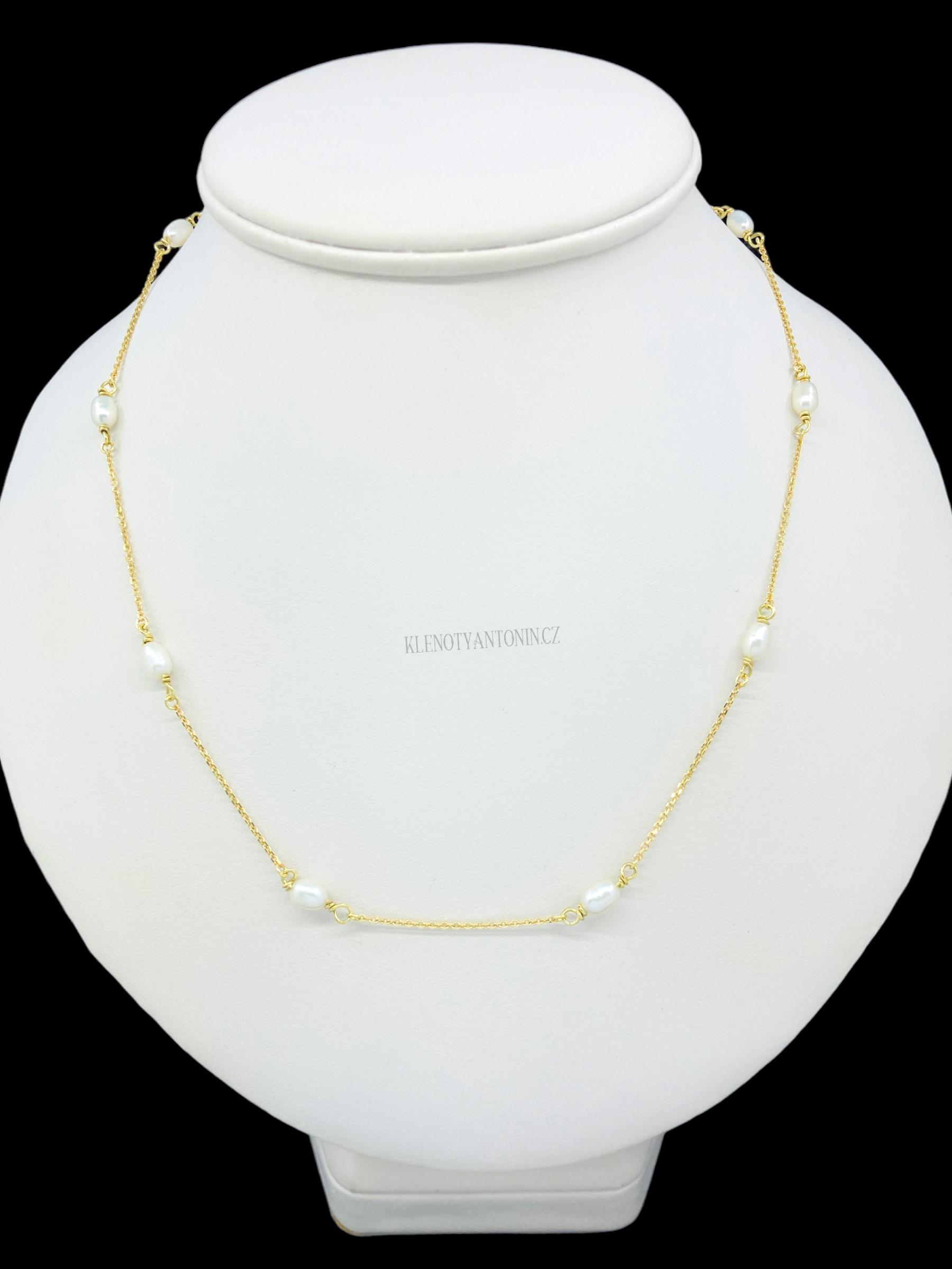 Zlatý náhrdelník s perlami 45 cm, 180187 (Au 585/1000, 4,30g)
