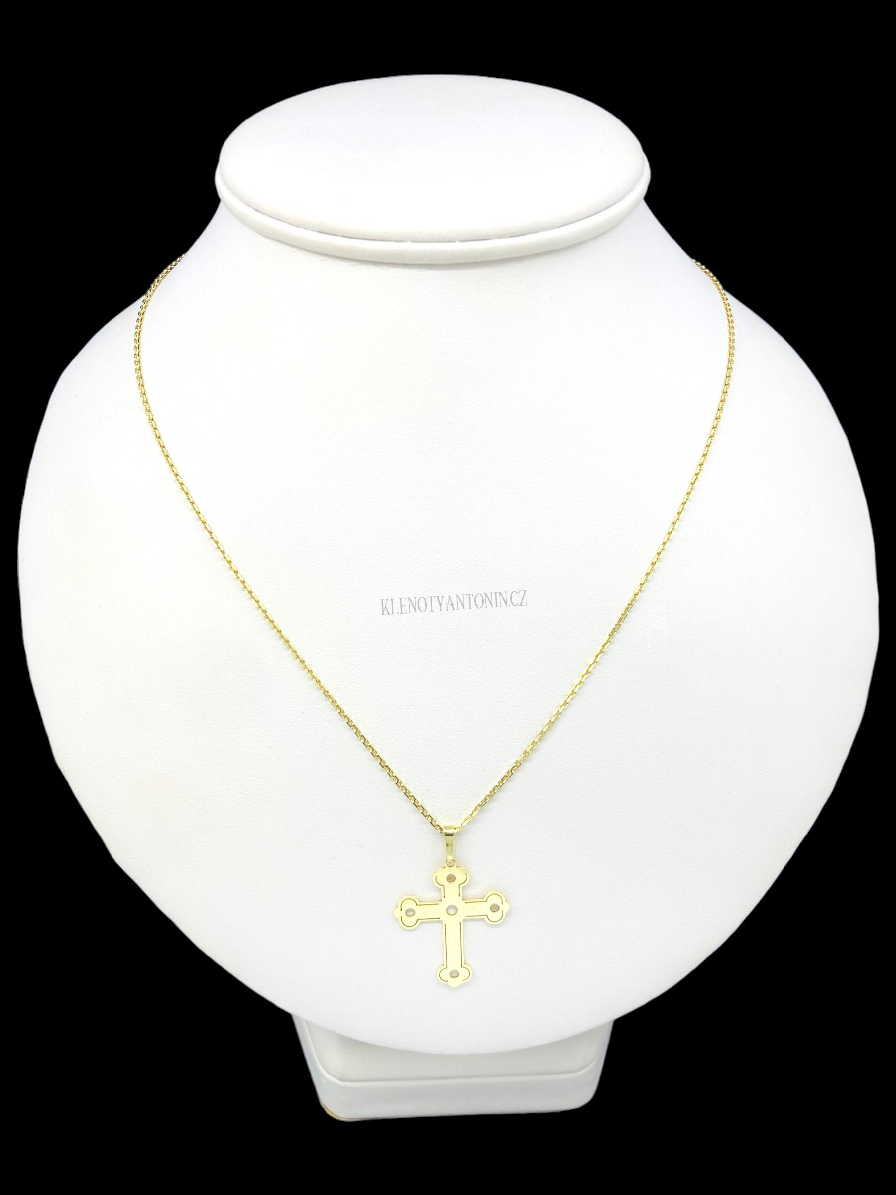 Zlatý přívěsek křížek 127666 (Au 585/1000, 1,11g)