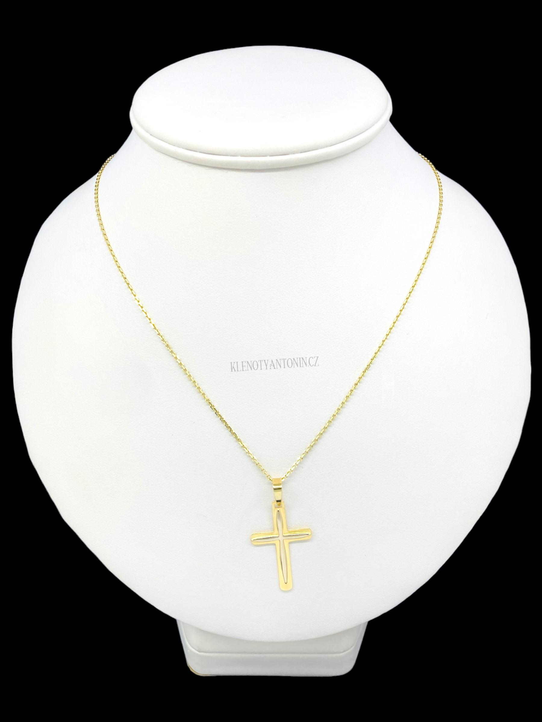 Zlatý dvoubarevný přívěsek křížek 194961 (Au 585/1000, 1,54g)