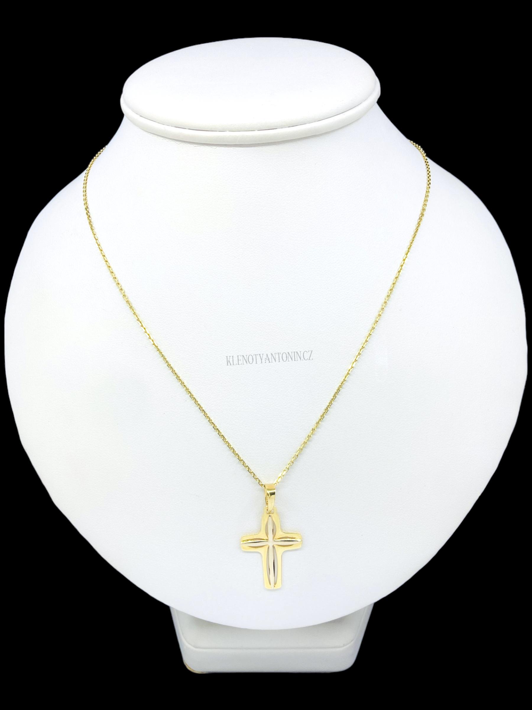 Zlatý přívěsek křížek 195145 (Au 585/1000, 1.24g)