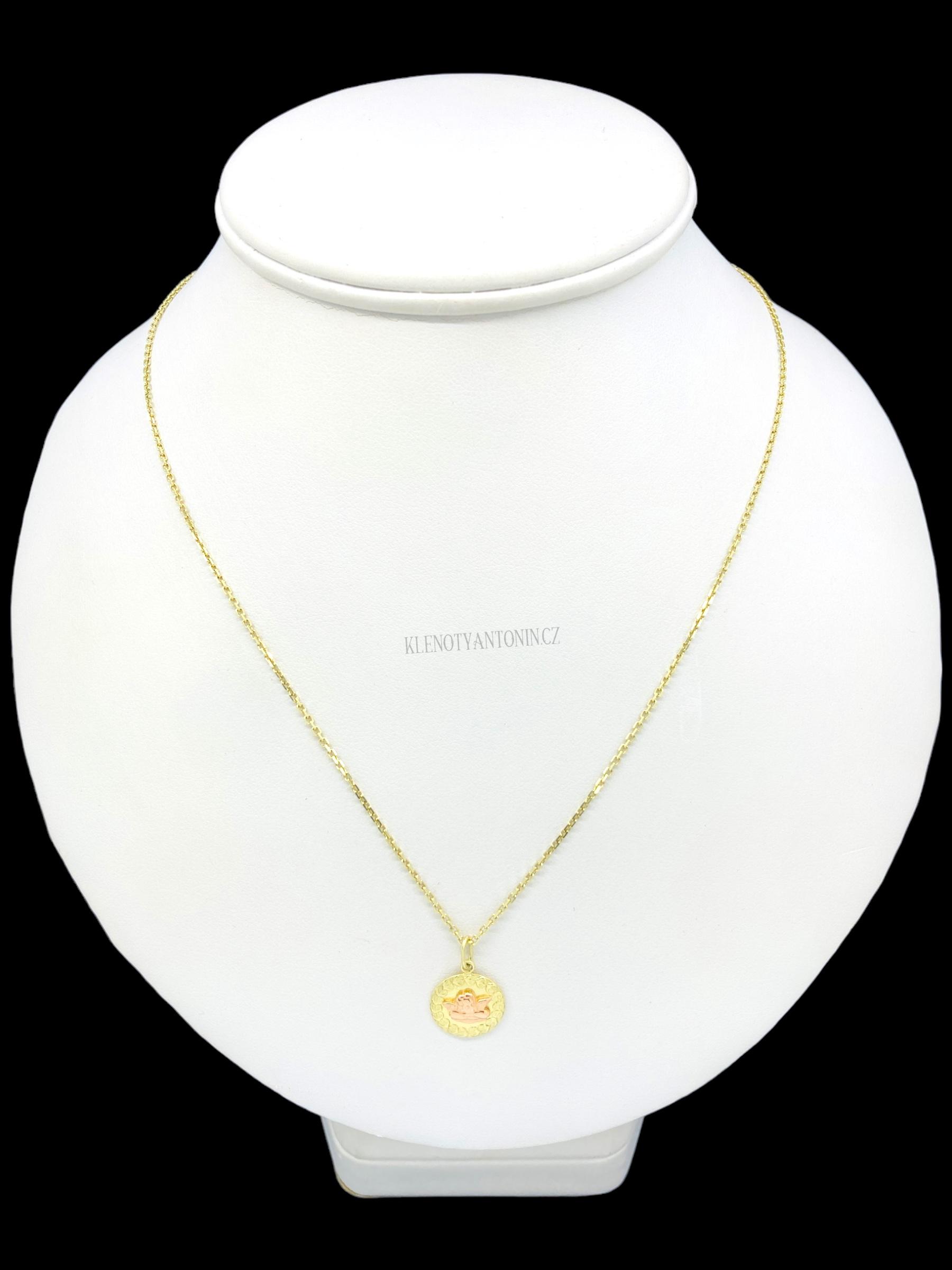 Zlatý dvoubarevný přívěsek Andělíček 190613 (Au 585/1000, 1,62g)