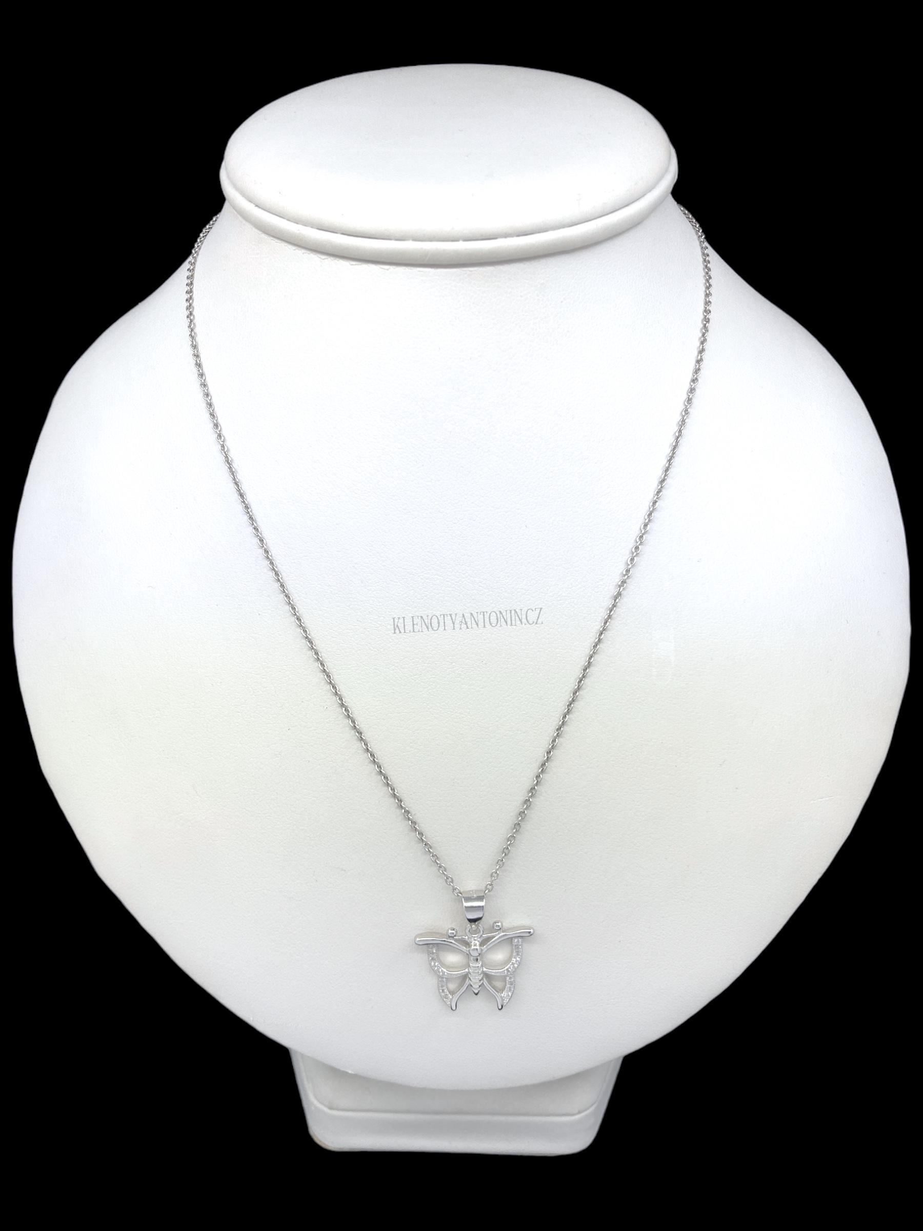 Stříbrný přívěsek Motýl se zirkony 290076 (Ag 925/1000)