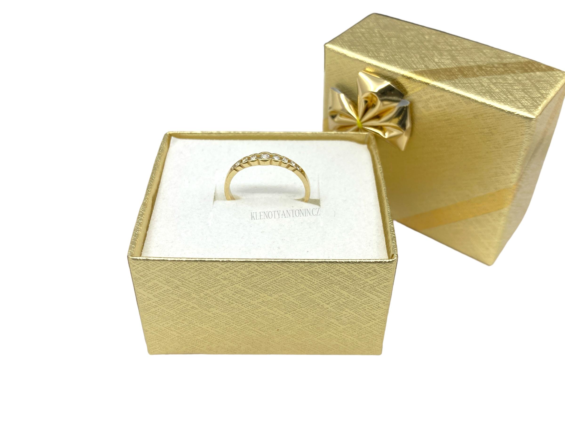 Prsten ze žlutého zlata se zirkony vel. 53 (Au 585/1000, 1,50g)