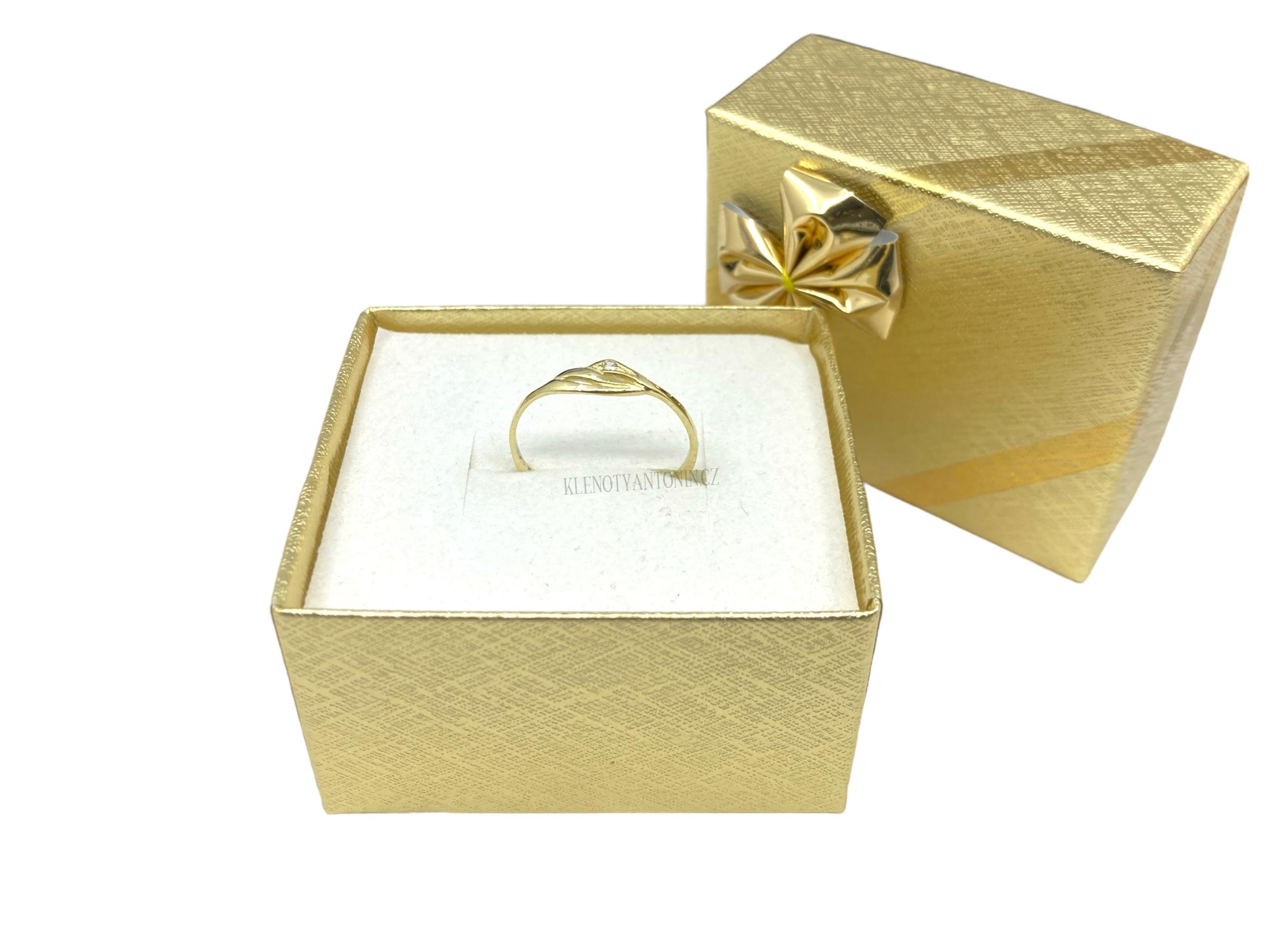 Prsten ze žlutého zlata se zirkonem vel. 55 (Au 585/1000, 0.75g)