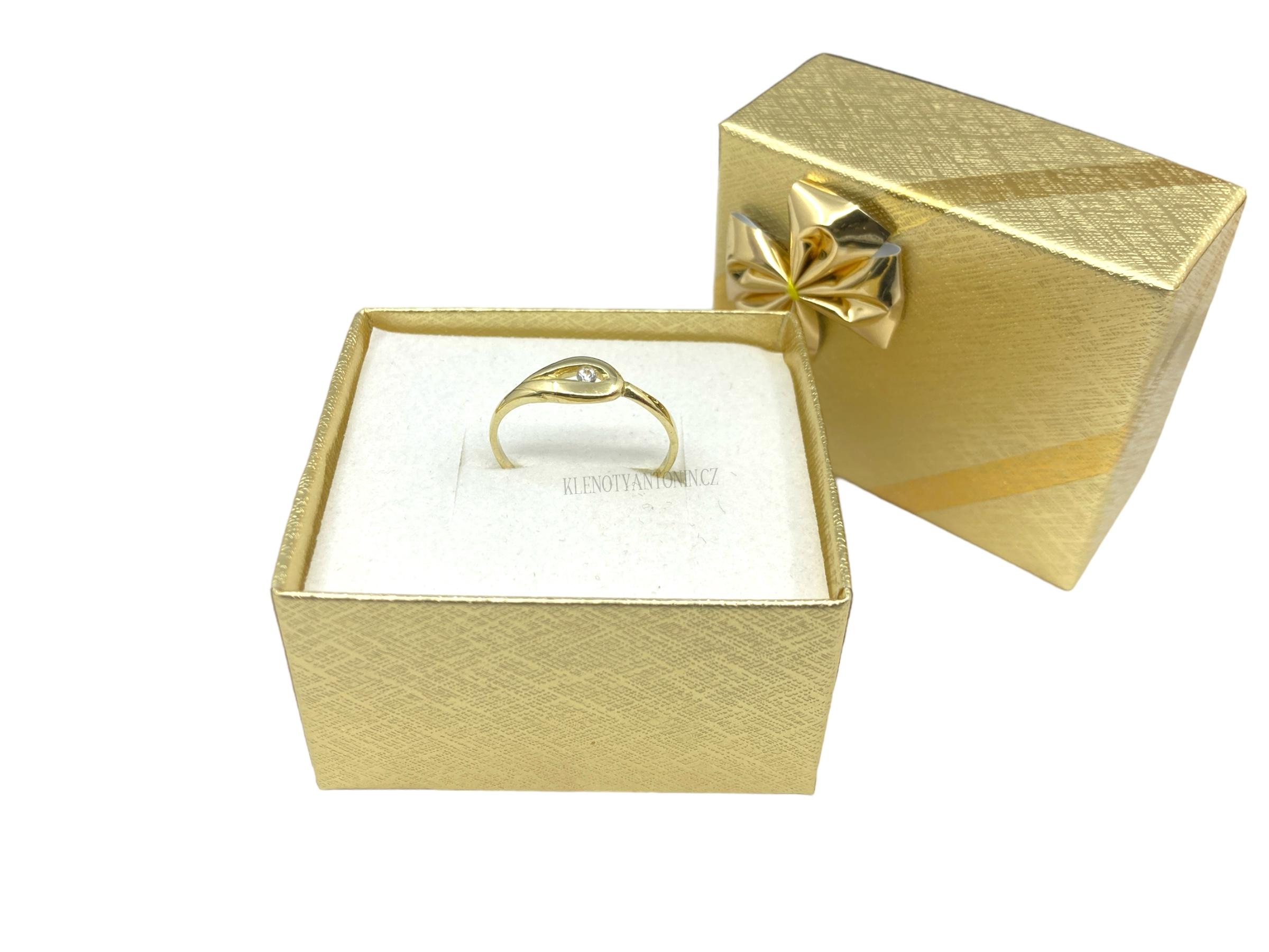 Prsten ze žlutého zlata se zirkonem vel. 55,5 (Au 585/1000, 1,15g)