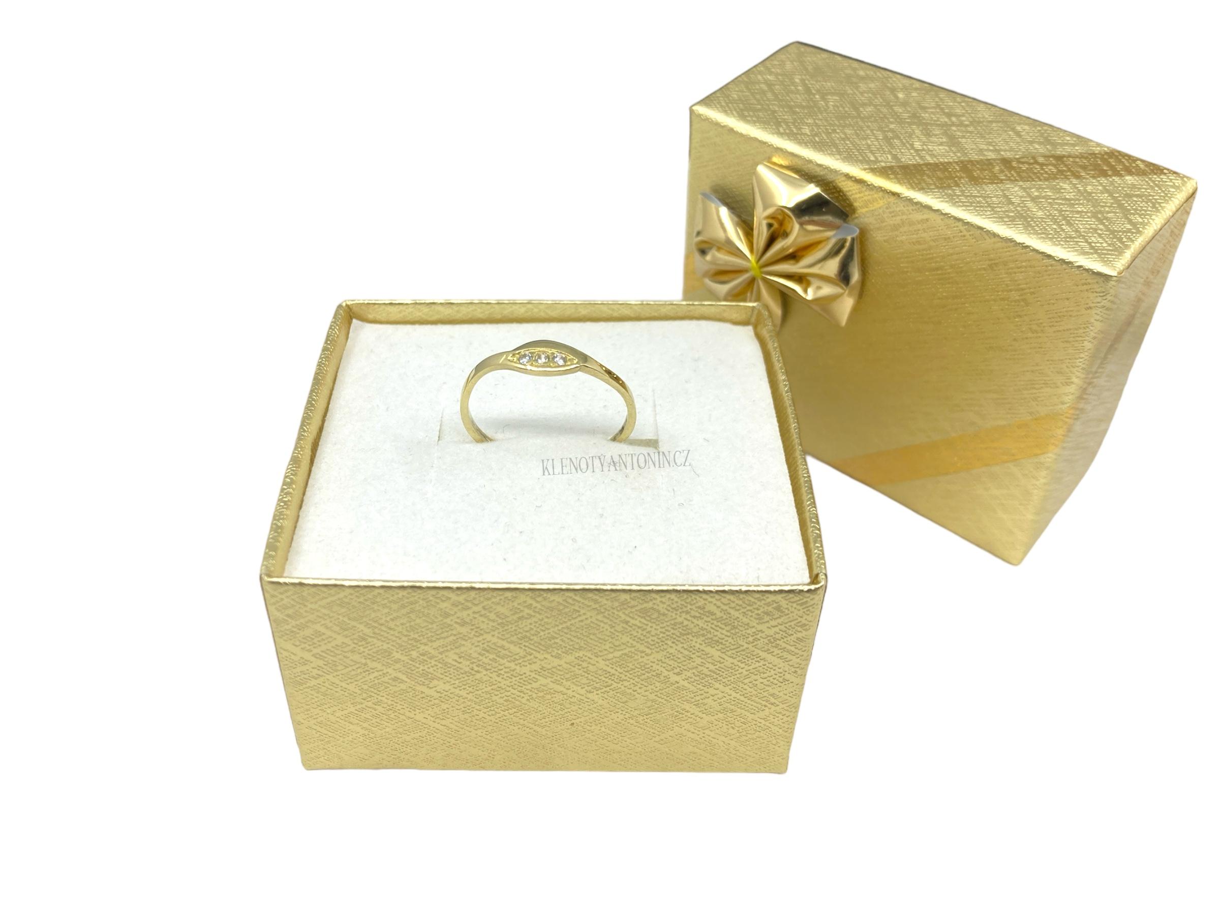 Prsten ze žlutého zlata se zirkony vel. 53 (Au 585/1000, 1,05g)