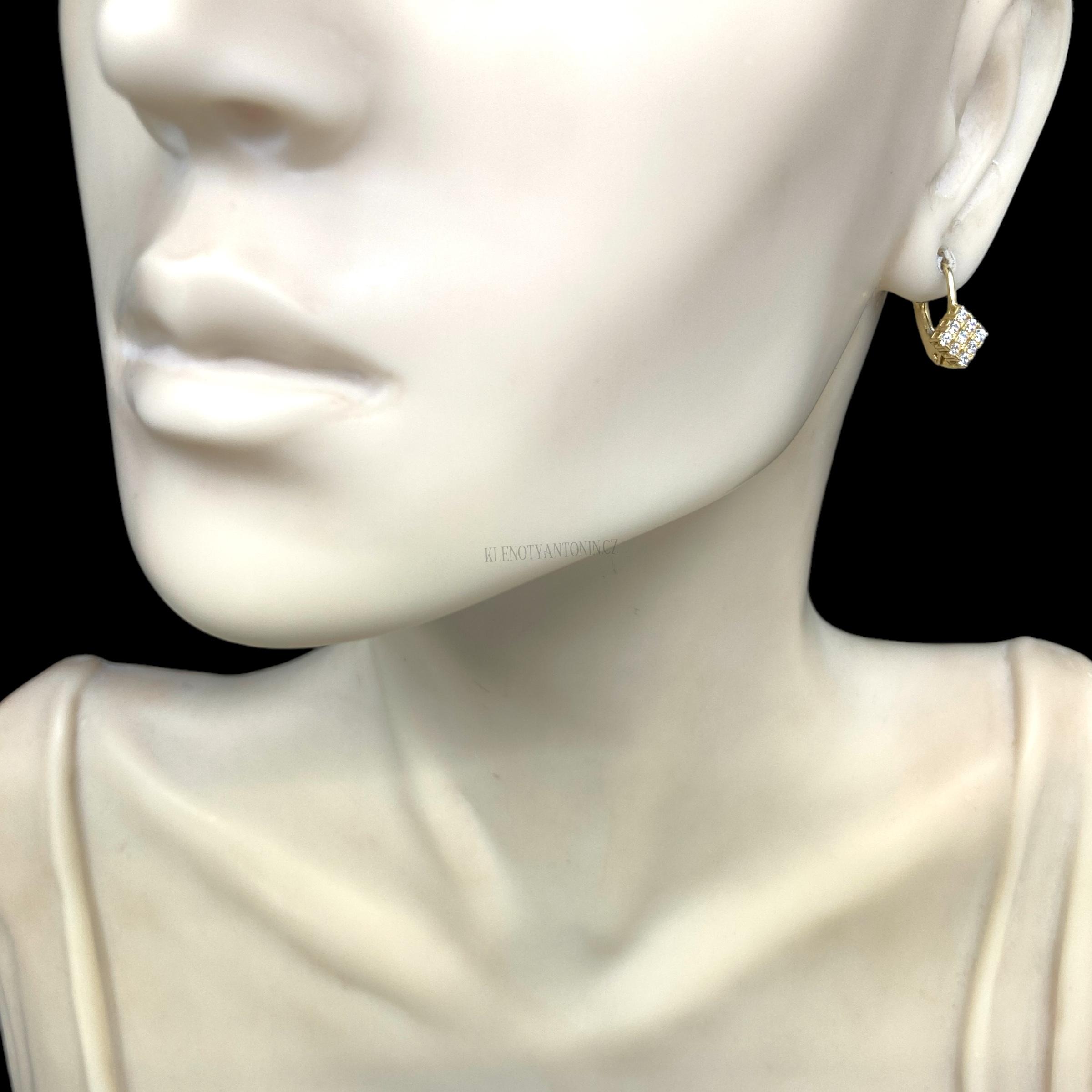 Zlaté dětské náušnice se zirkony 193985 (Au 585/1000, 1,30g)