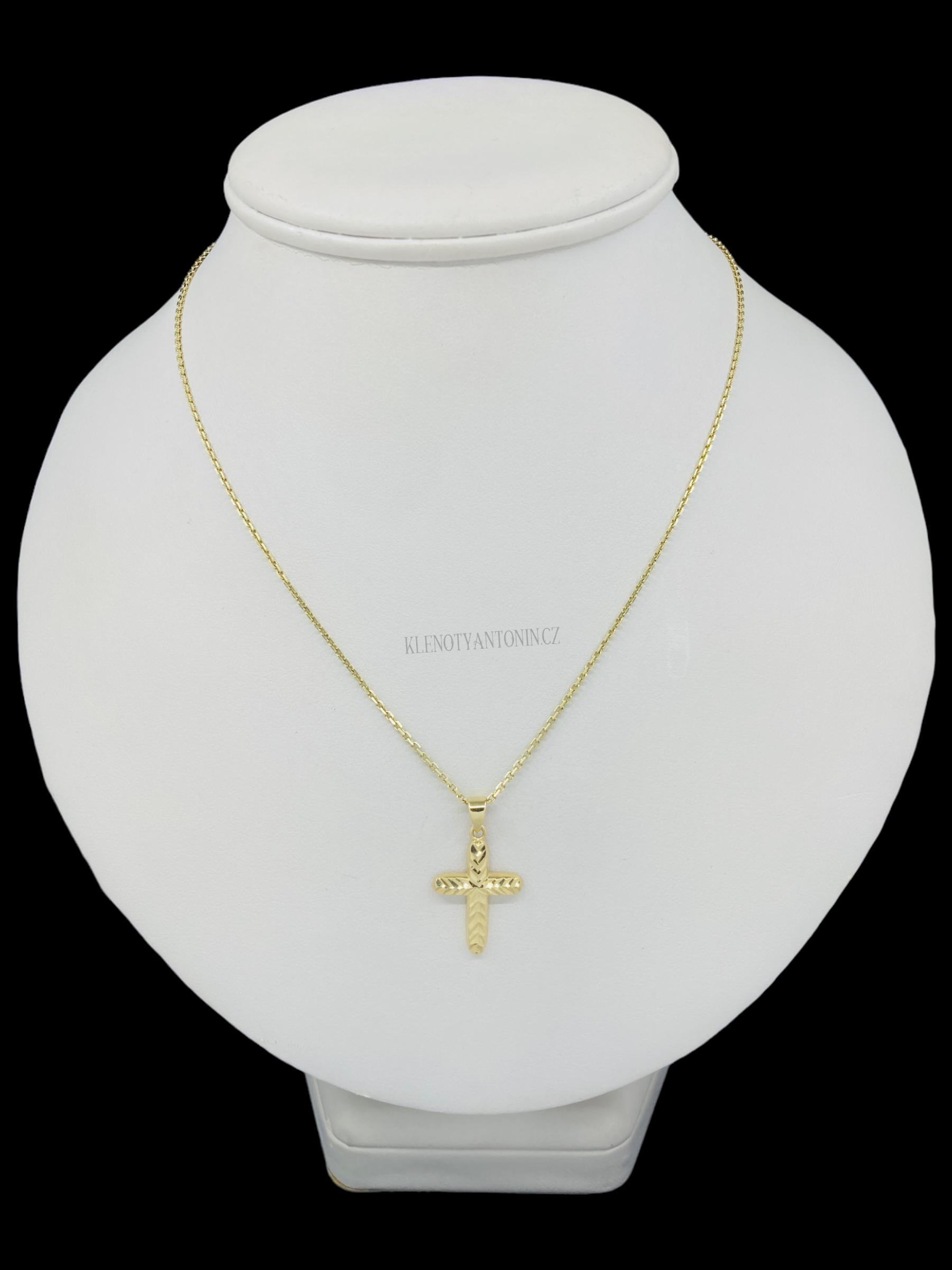 Zlatý přívěsek křížek 195601 (Au 585/1000, 1,10g)