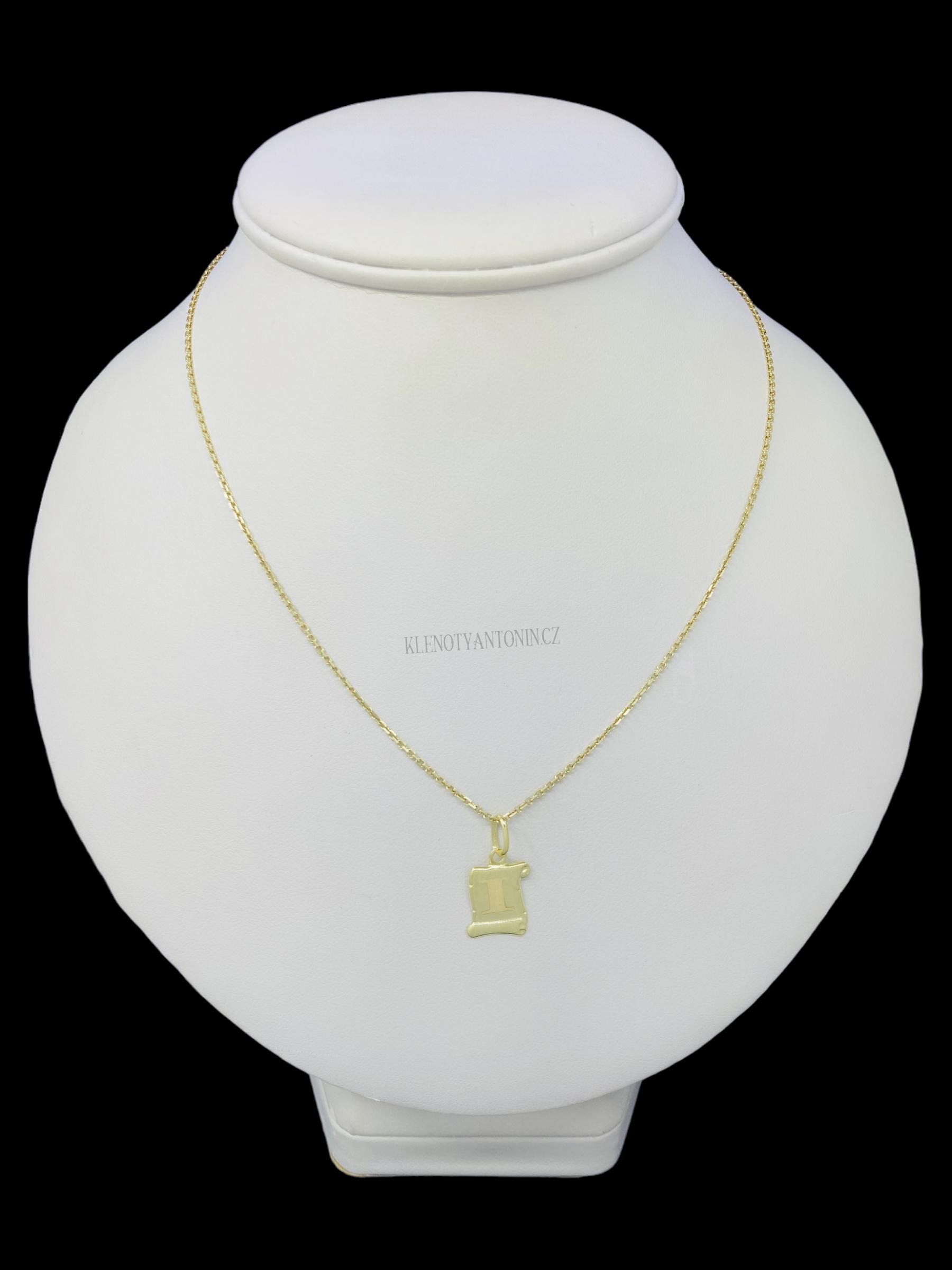 Zlatý přívěsek písmeno I v pergamenu (Au 585/1000, 0,40g)