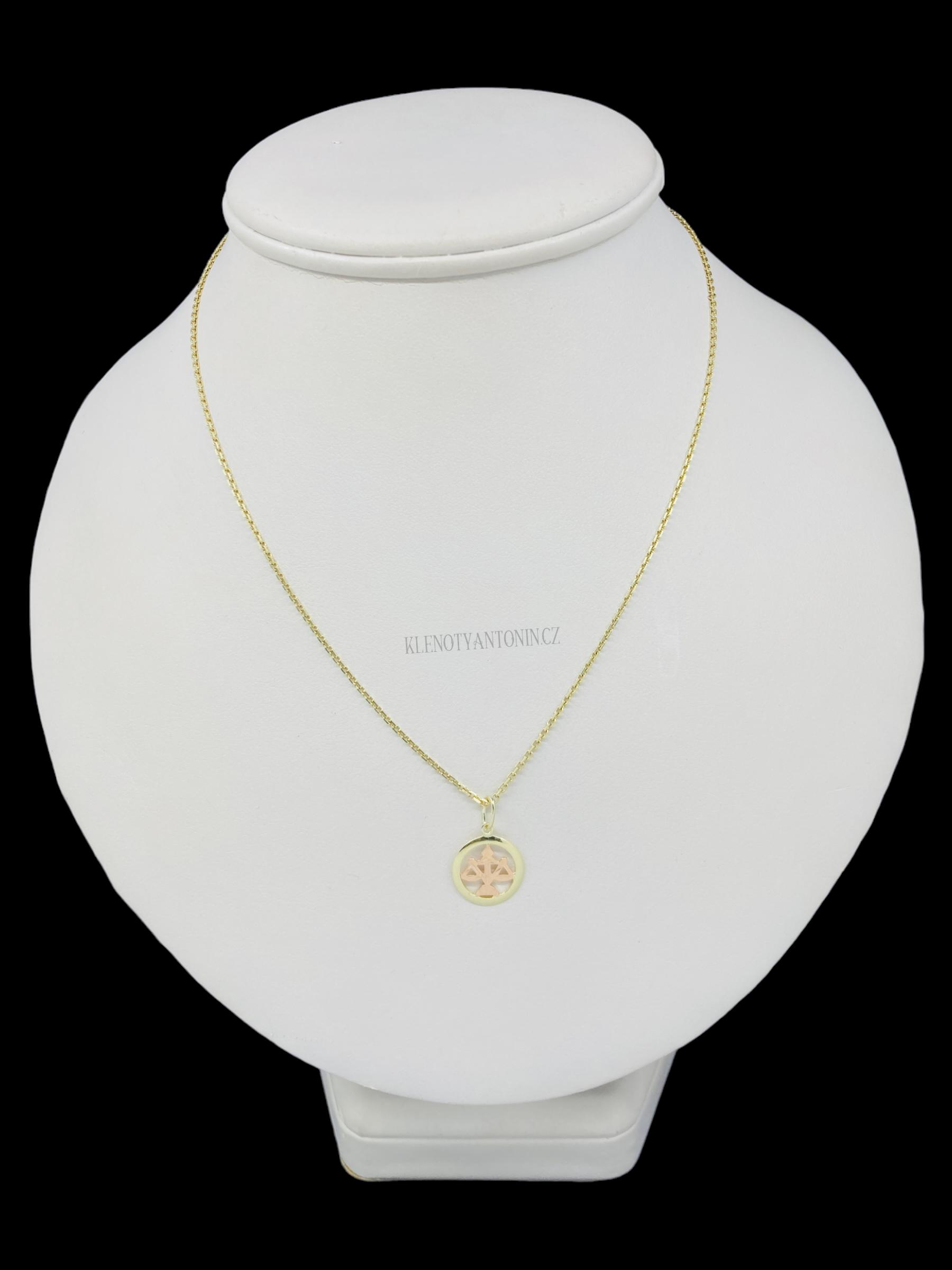 Zlatý dvoubarevný přívěsek znamení Váhy (Au 585/1000, 0,60g)