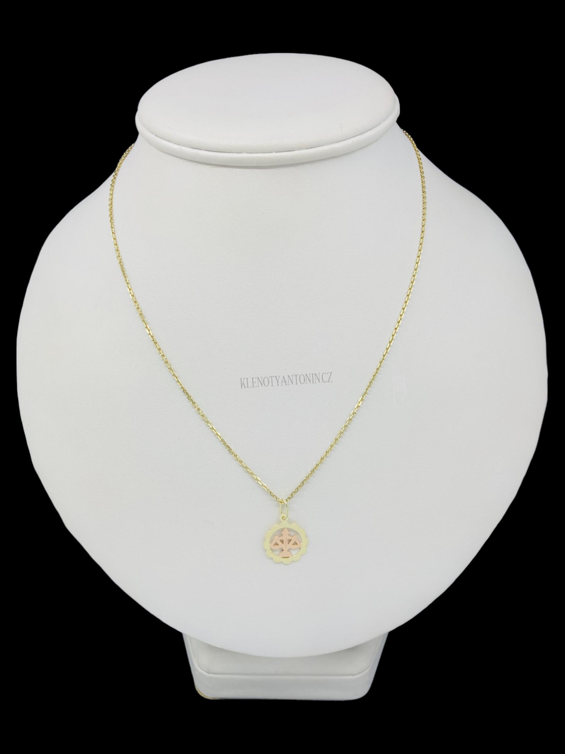 Zlatý dvoubarevný přívěsek znamení Váhy (Au 585/1000, 0,60g)