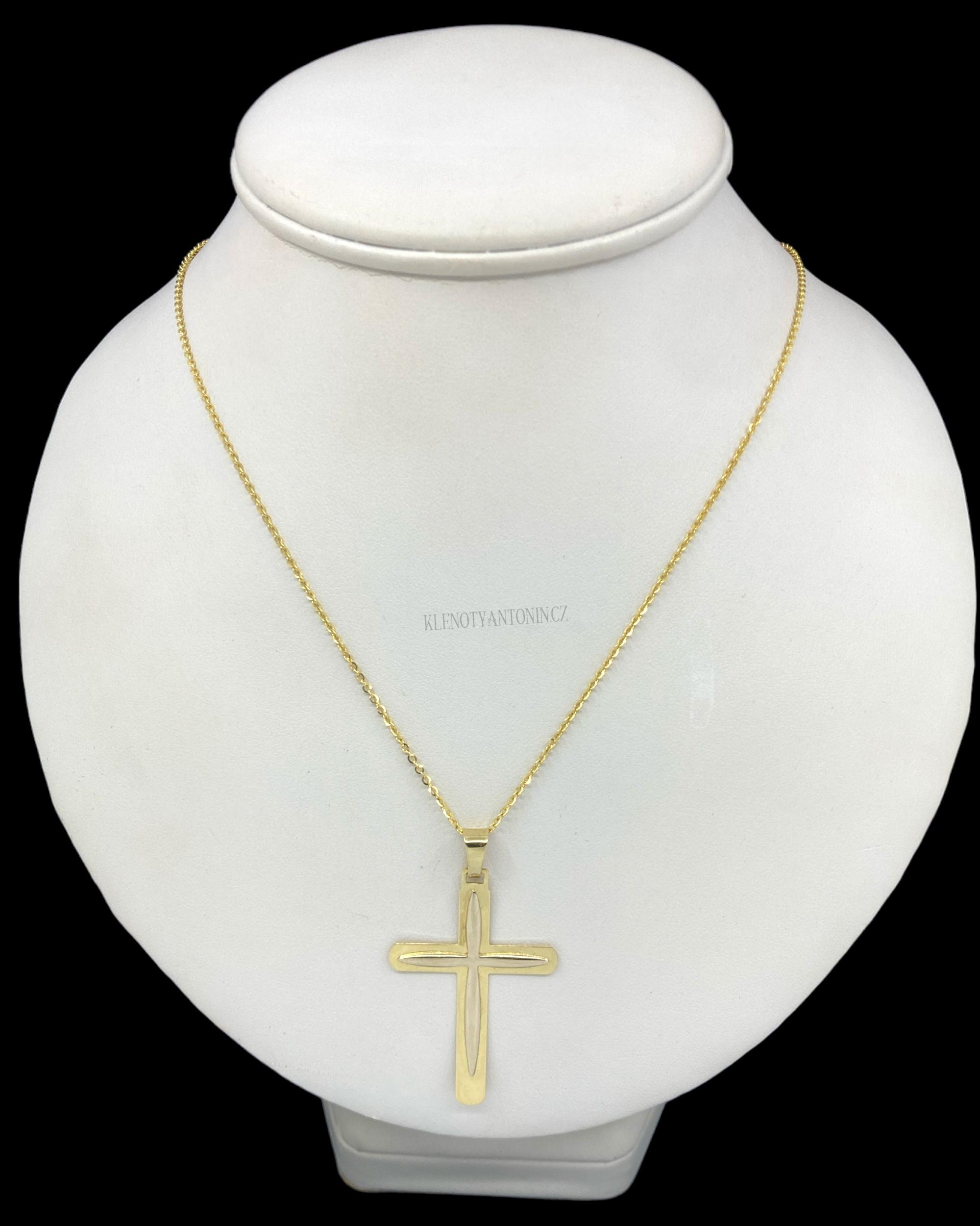 Zlatý přívěsek křížek 195840 (Au 585/1000, 2,93g)