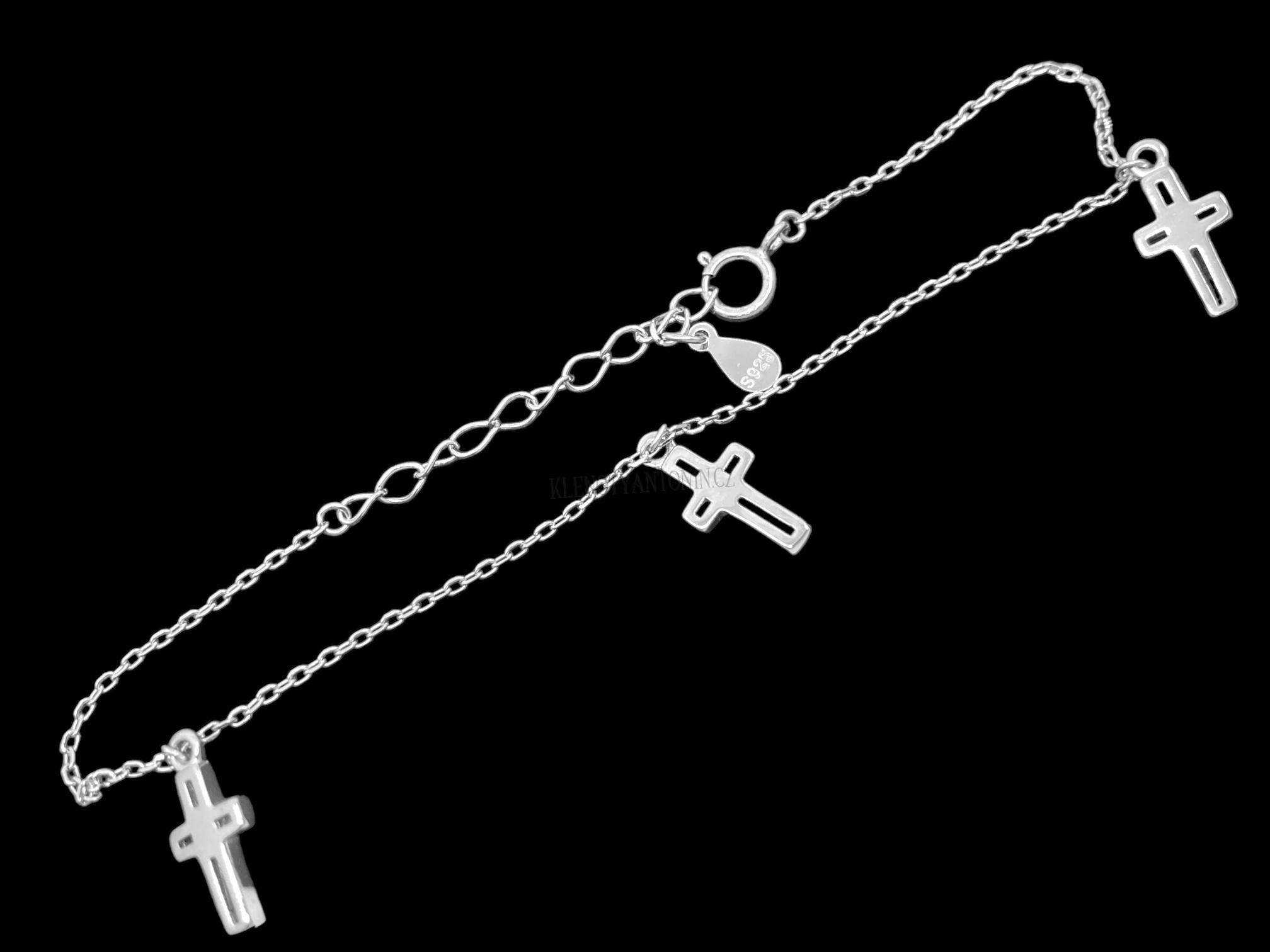 Stříbrný náramek s křížky 15-18 cm, 289853 (Ag 925/1000)