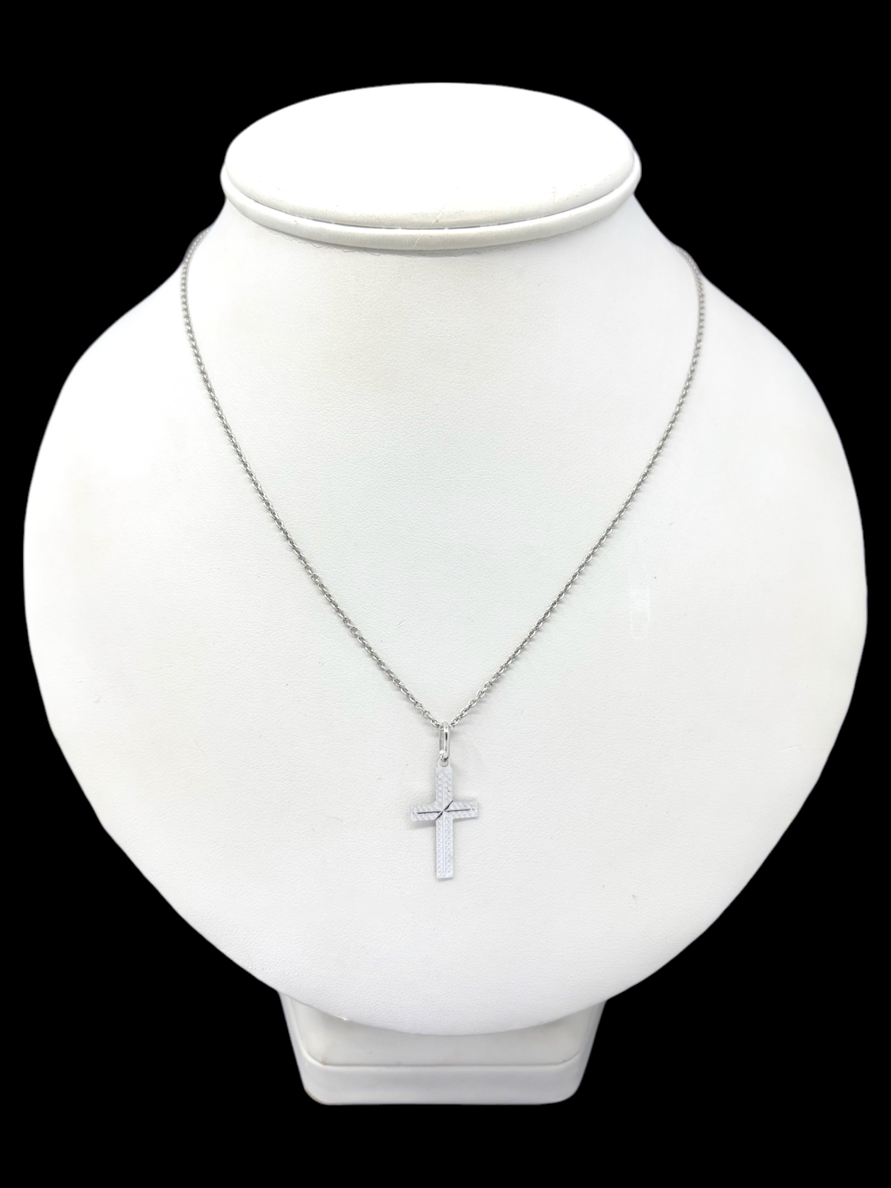 Přívěsek křížek z bílého zlata 196730 (Au 585/1000, 0,56g)