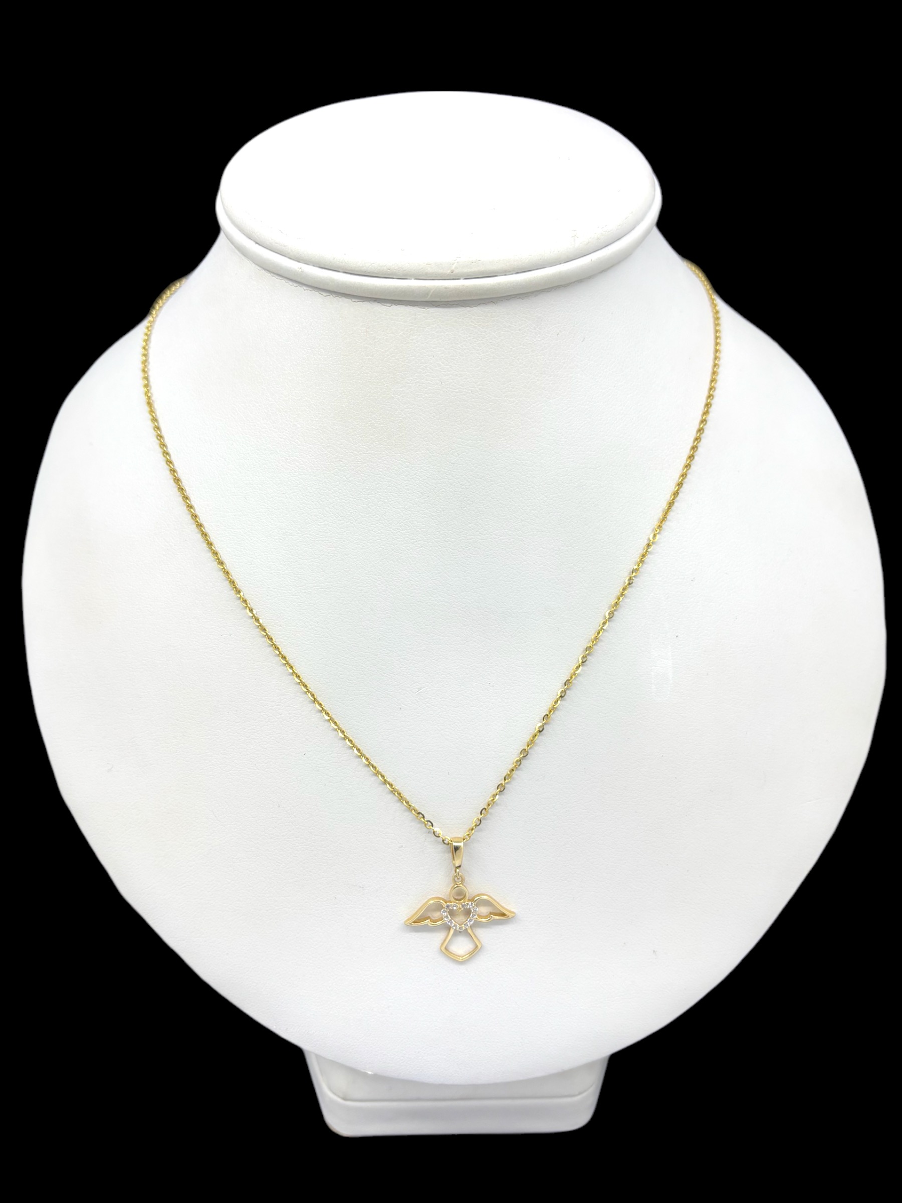 Zlatý přívěsek Andělíček se zirkony 196768 (Au 585/1000, 0,86g)