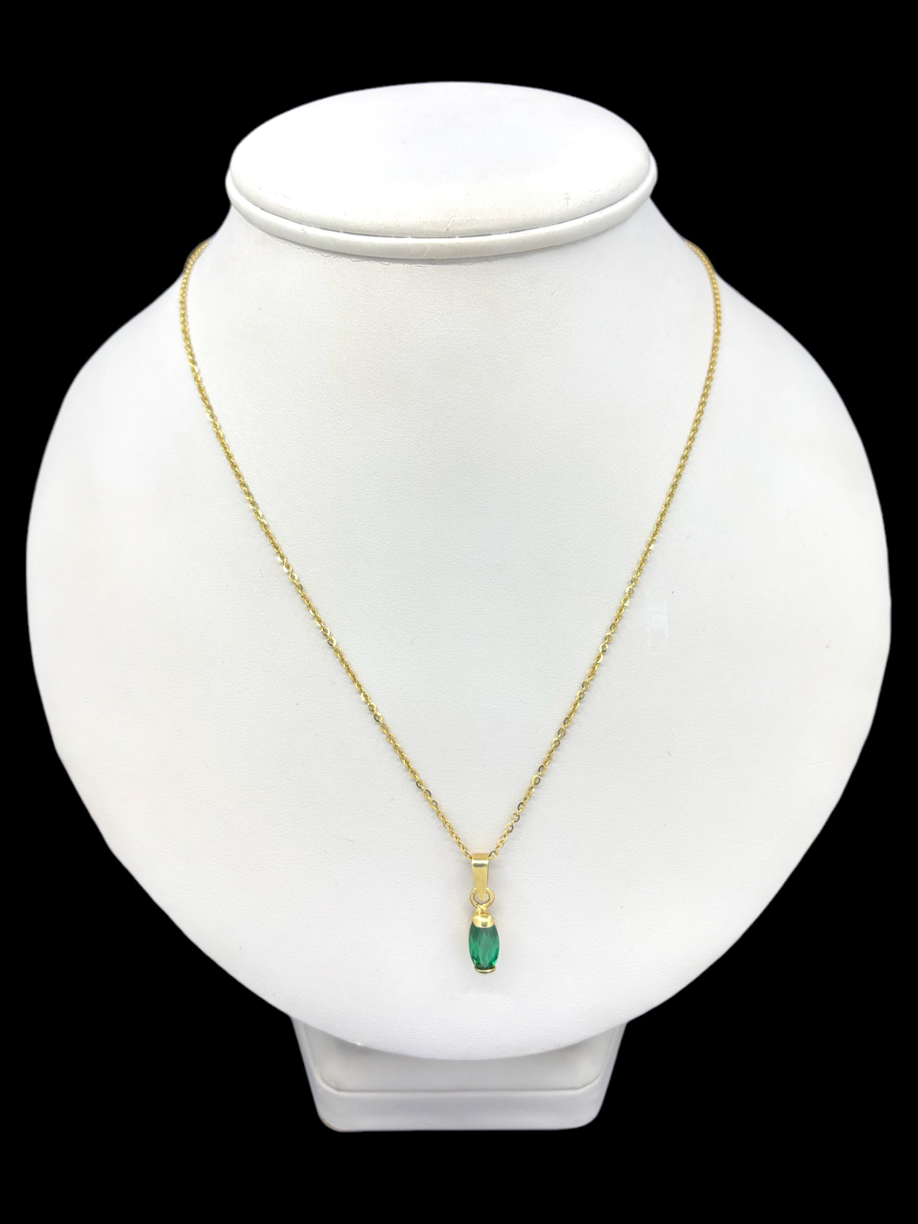 Zlatý přívěsek se zeleným kamenem 174312 (Au 585/1000, 1,25g)