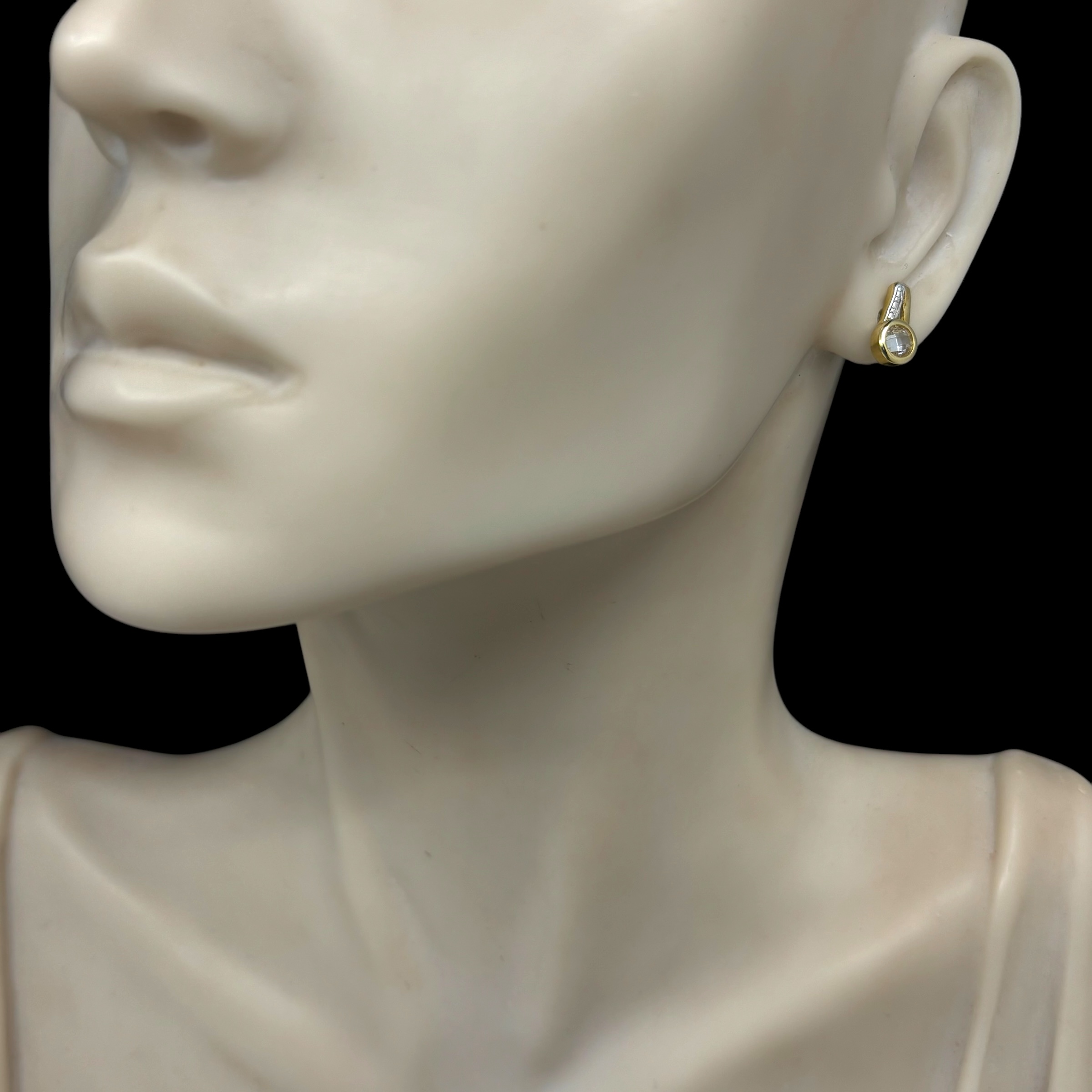 Zlaté náušnice pecky se zirkony, šroubovací 191690 (Au 585/1000, 1,75g)