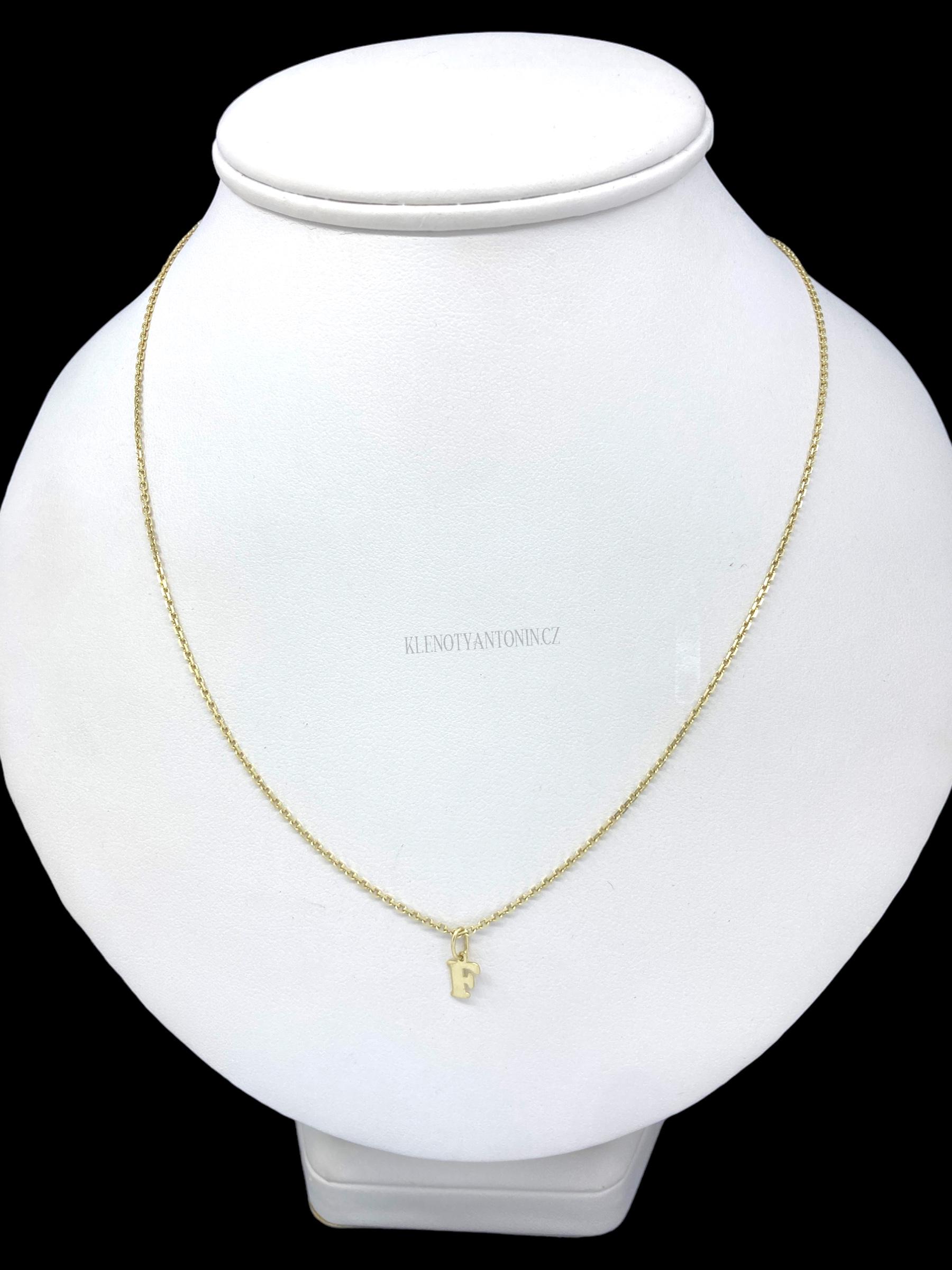 Zlatý přívěsek písmeno F (Au 585/1000, 0,18g)