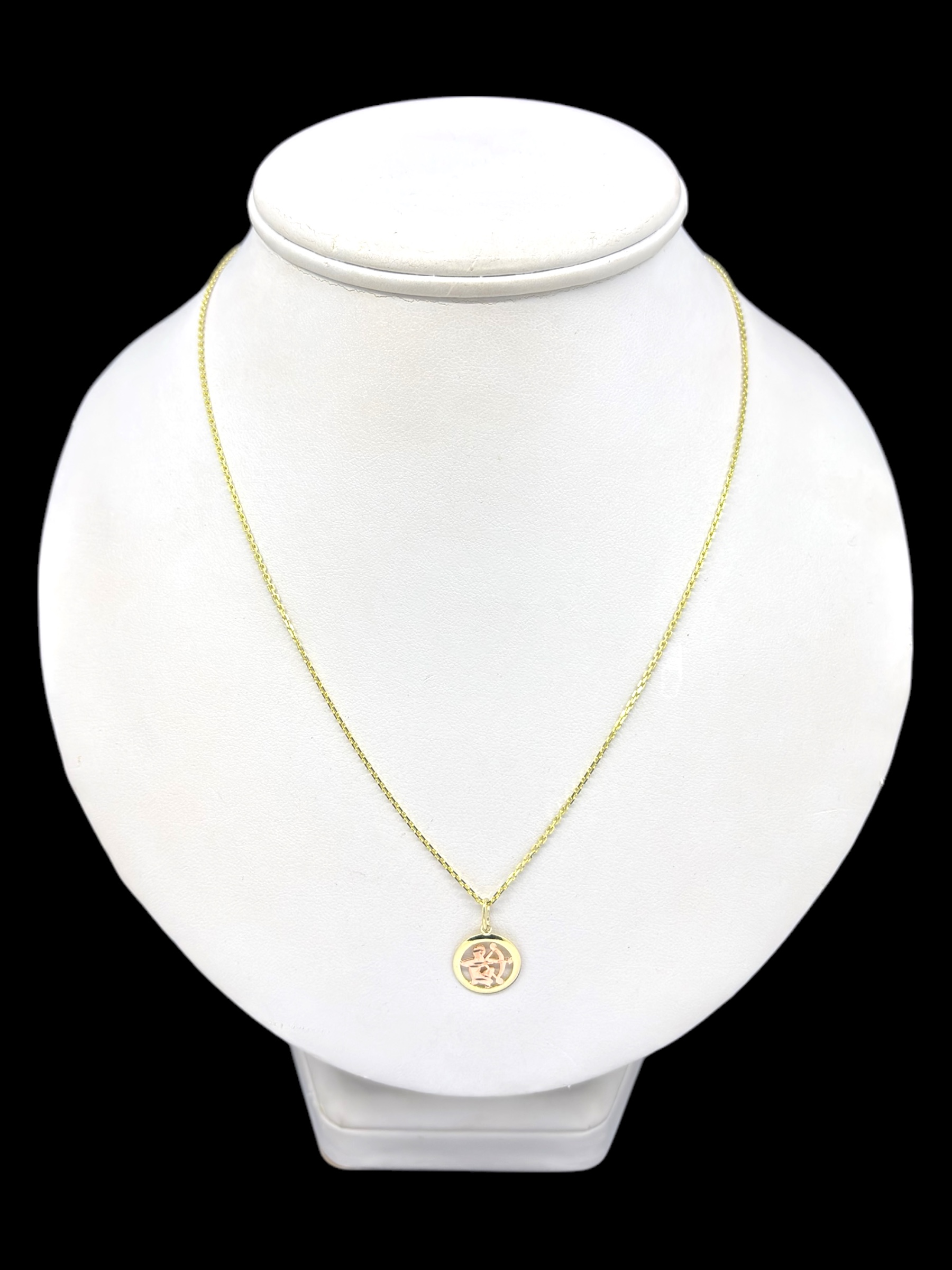 Zlatý dvoubarevný přívěsek znamení Střelce (Au 585/1000, 0,64g)