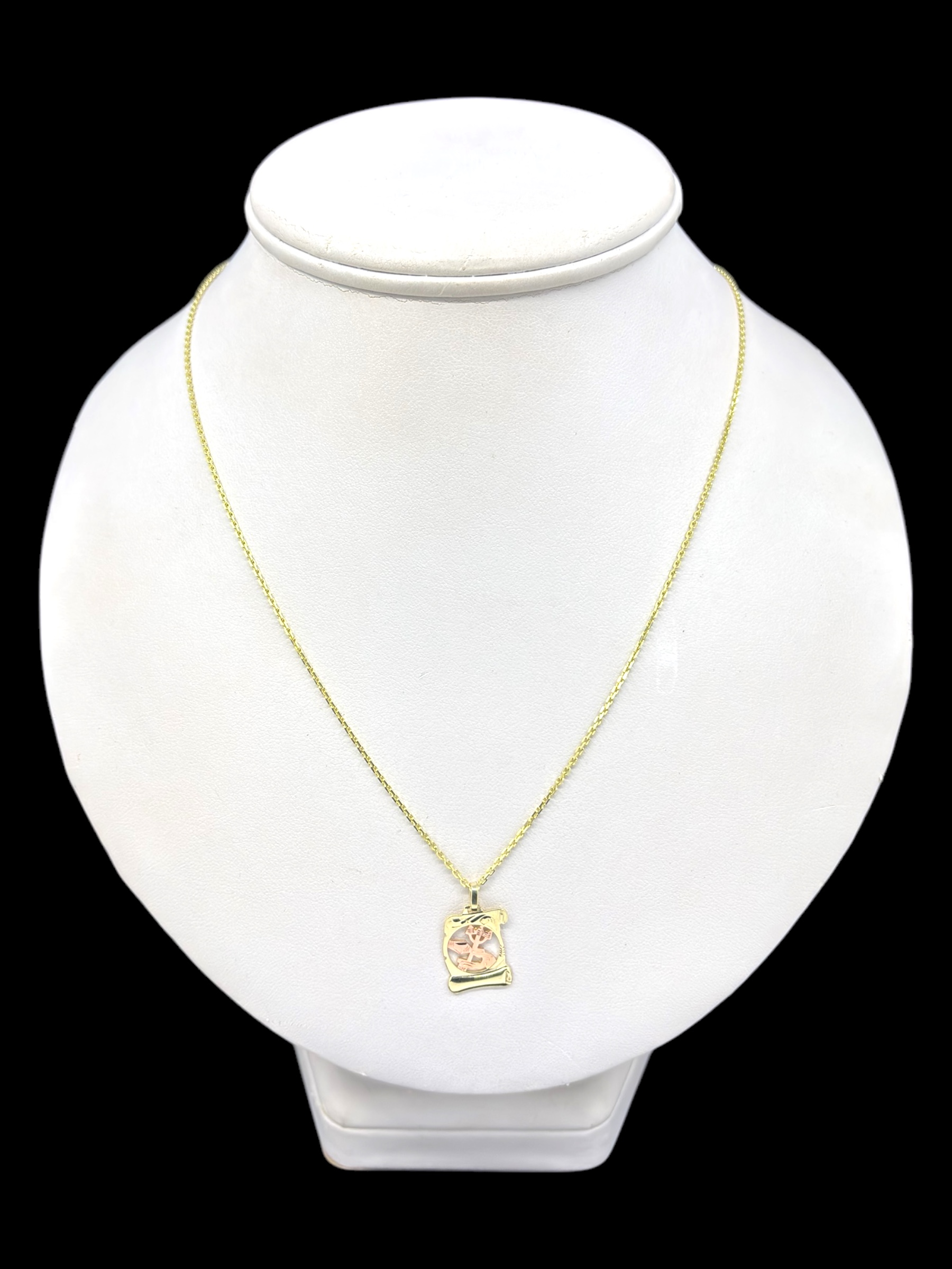 Zlatý dvoubarevný přívěsek znamení Vodnáře (Au 585/1000, 0,86g)