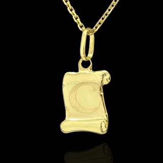 Zlatý přívěsek písmeno C v pergamenu (Au 585/1000, 0,40g)