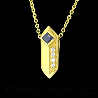Zlatý přívěsek s modrým kamenem a zirkony 131558 (Au 585/1000, 1,33g)