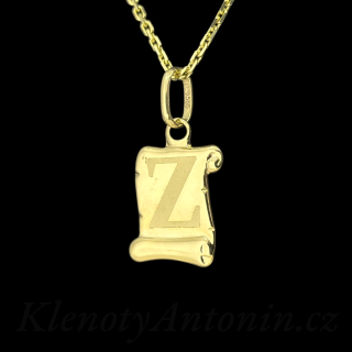 Zlatý přívěsek písmeno Z (Au 585/1000, 0,40g)
